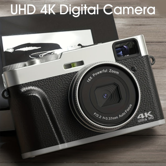 1pc 4K Autofocus Digital Camera with Built-In Battery, 48MP Video Recording, Viewfinder, and Rotating Button - Perfect for Vlogging and Holiday Gifts